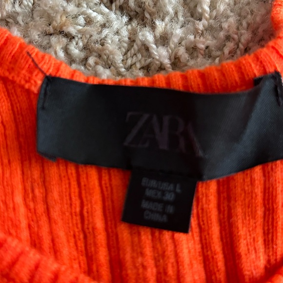 Zara Bright Orange Ribbed Tank Top - Picture 2 of 3
